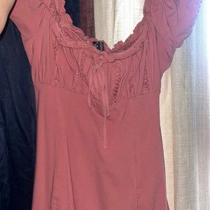 Pink off shoulder dress double layered !💗